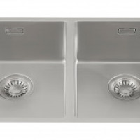 GC R3434-40   dubbele Rvs spoelbak 34cm x 40cm + 34cm x 40cm R10 radius (onderbouw / vlak inleg)