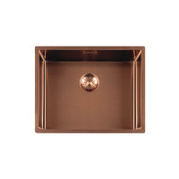 GC SP5040 Copper PVD spoelbak 50cm x 40cm R10 radius met copper korfplug  (onderbouw / vlak inleg)