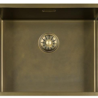 GC SP5040 Messing Patina PVD spoelbak 50cm x 40cm R10 radius met Messing Patina  korfplug (onderbouw / vlak inleg)