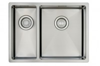 GC 1834-40R10  anderhalve Rvs spoelbak 18cm x 40cm + 34cm x 40cm R10 radius (onderbouw / vlak inleg)
